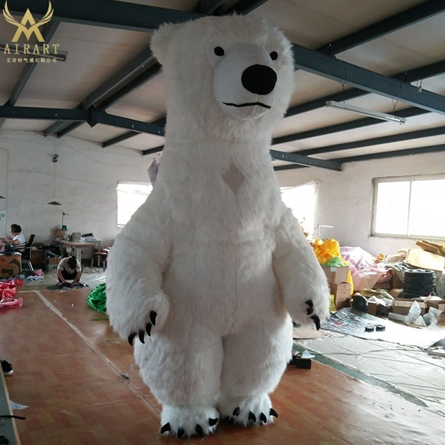 walking inflatable Plush Polar Bear Clothes,custom color inflatable polar bear costume for sale