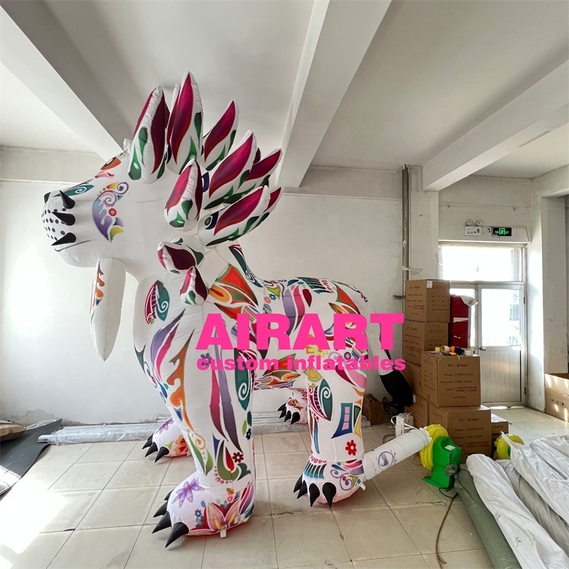 Printing pattern cartoon style inflatable lion model,activity decorating inflatable lion props