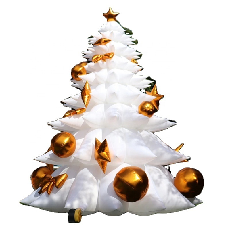 Christmas events outside garden ornament with white color inflatable Santa tree balloon add disco ball