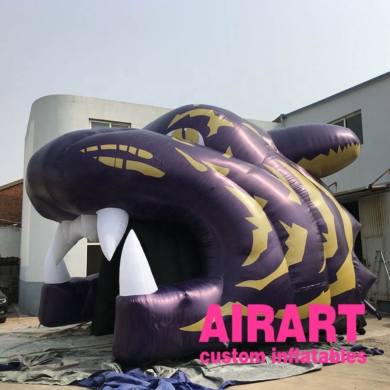 Z9 Sports event decoration tiger head shape printing logo inflatable soccer tunnel for props