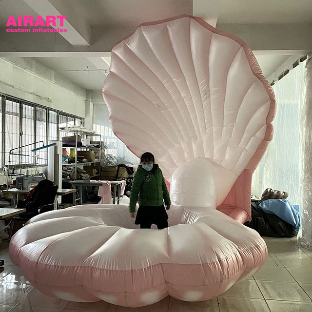 Wedding decorative inflatable mermaid throne,large inflatable led seashell