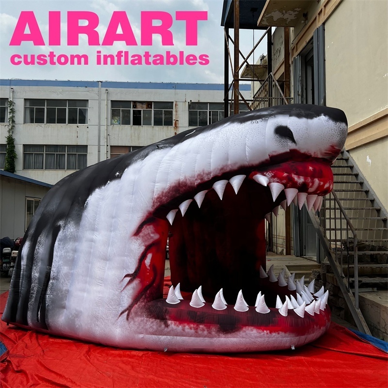 Party Rental Marine Themed Games Activities Entertainment Facilities,Inflatable Entrance Tunnel Shark