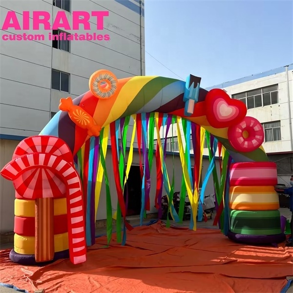 Outdoor Decoration Inflatable Rainbow Arch, Christmas Inflatable candy arch for kids