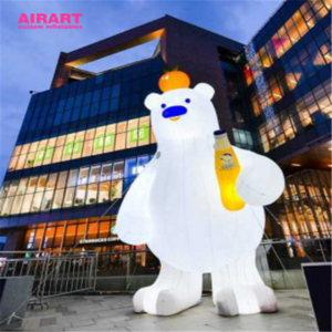 inflatable Polar bear with beer,funny Mall decoration inflatable white bear cartoon toy