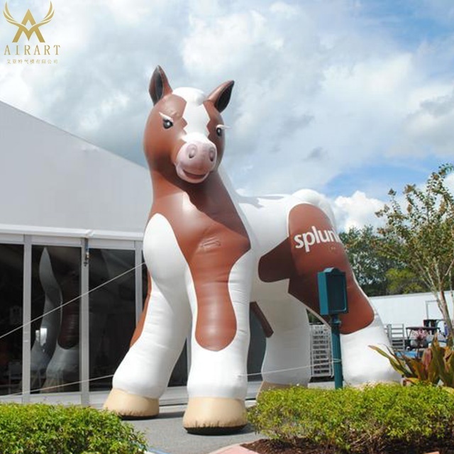 customized company mascot giant inflatable horse mascot for outdoor standing decoration