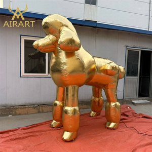 Stand shape inflatable golden dog,inflatable poodle dog animal mascot balloon