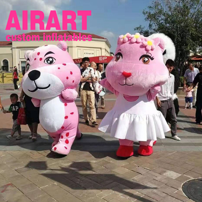 bespoke animals costume inflatable pink cat plush toy,inflatable walking cat mascot costume