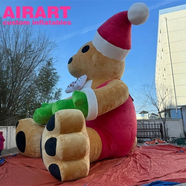 Giant inflatable brown plush bear, party decoration inflatable Santa bear for event