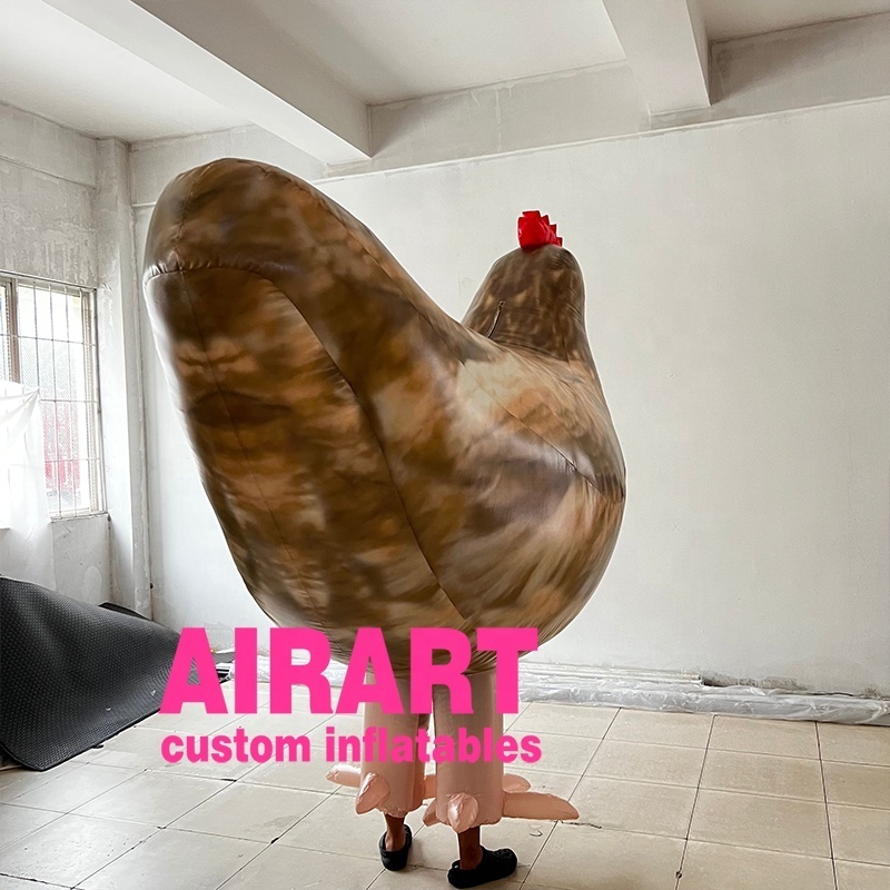 2.6m giant white inflatable rooster chicken costume, wearable walking adult giant inflatable rooster