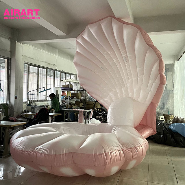 Wedding decorative inflatable mermaid throne,large inflatable led seashell