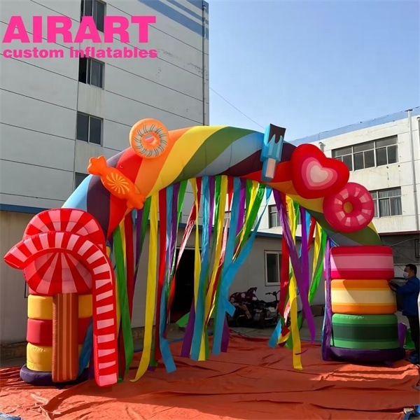 Outdoor Decoration Inflatable Rainbow Arch, Christmas Inflatable candy arch for kids