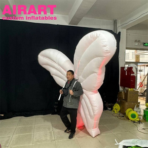 LED white inflatable angel wing costume, inflatable butterfly costume for actors