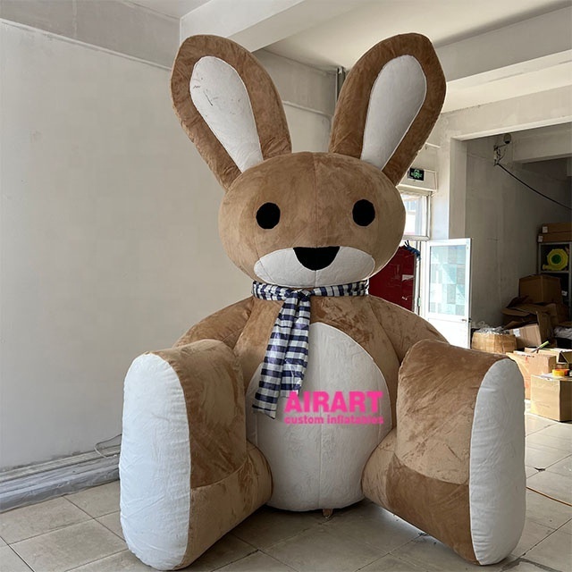 Green Plush Mascot Animal Rabbit Giant Inflatable Plush Bunny