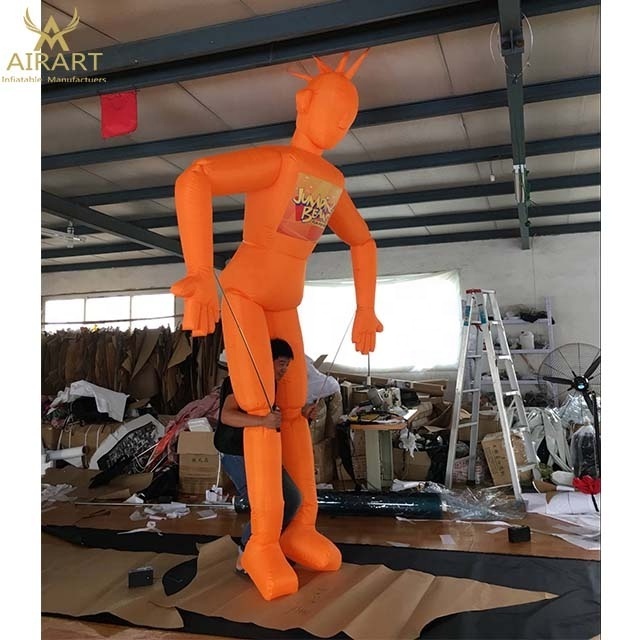 Orange inflatable puppet costumes, inflatable man puppet for parade activities