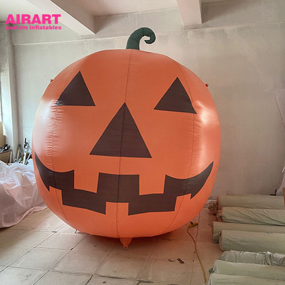 Large Airblown Pumpkin Greeting Ghost Halloween Inflatable with LED Lights for Halloween Outdoor Decoration