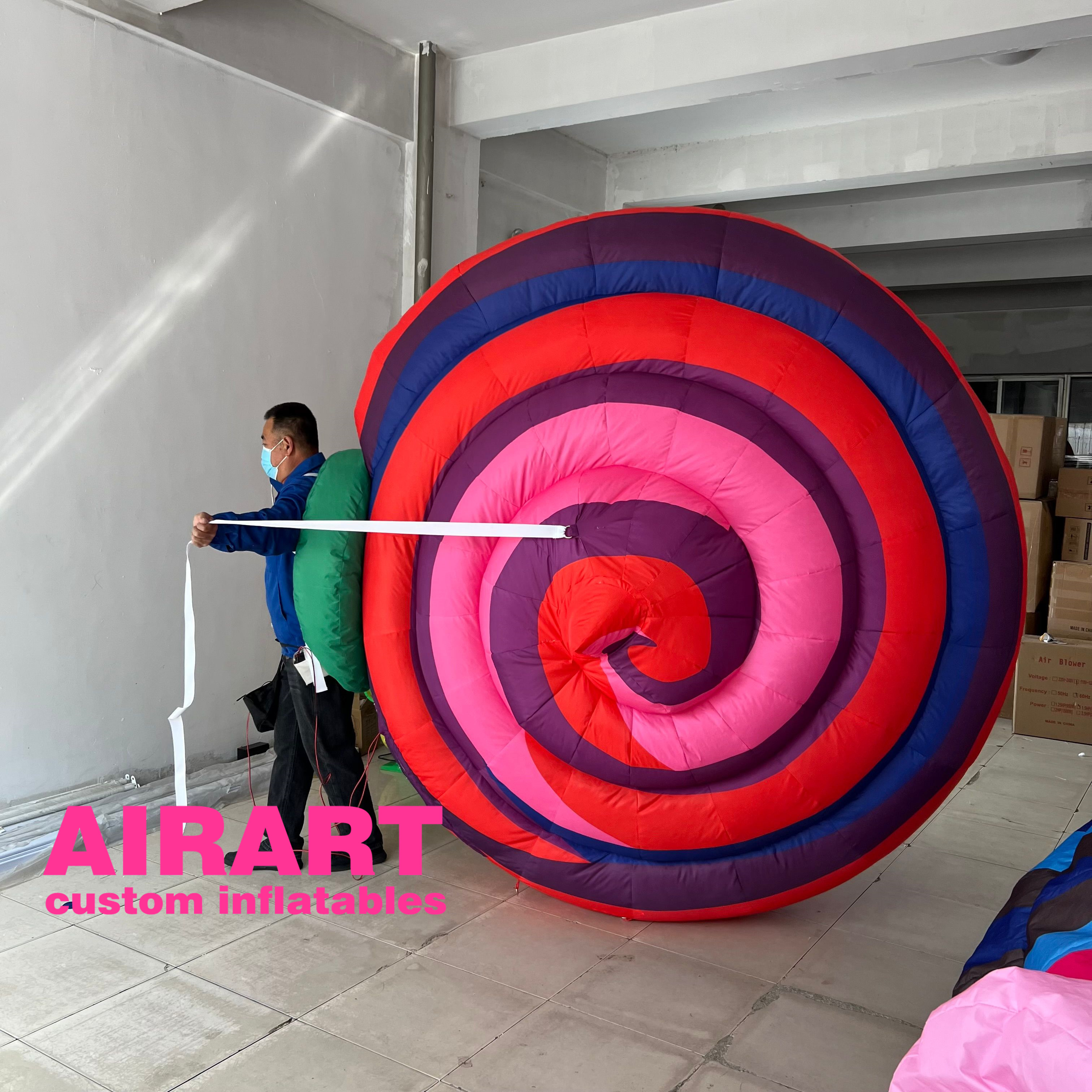 Parade advertising giant inflatable costume with big snail shell