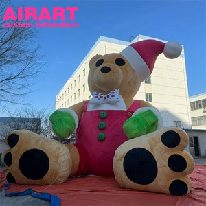 Giant inflatable brown plush bear, party decoration inflatable Santa bear for event