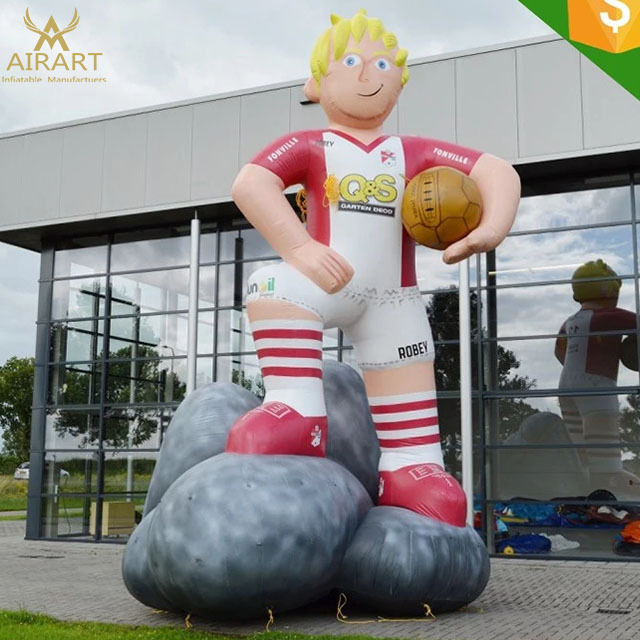 Giant inflatable football/soccer player cartoon mascot