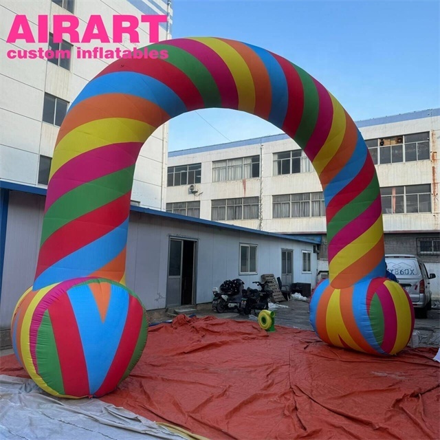 Party decoration inflatable rainbow arch, LED inflatable rainbow arch for event