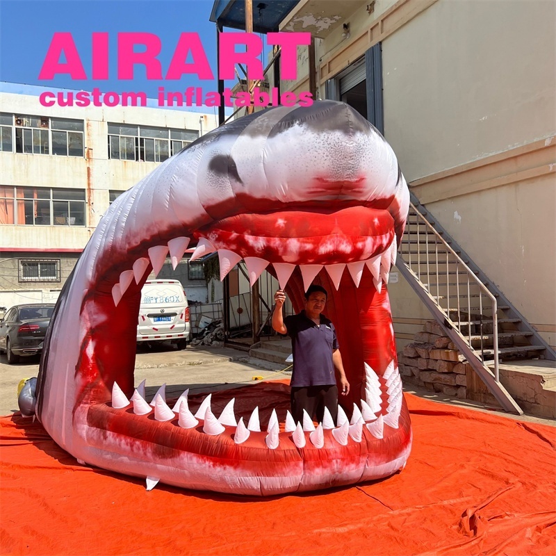 Party Rental Marine Themed Games Activities Entertainment Facilities,Inflatable Entrance Tunnel Shark