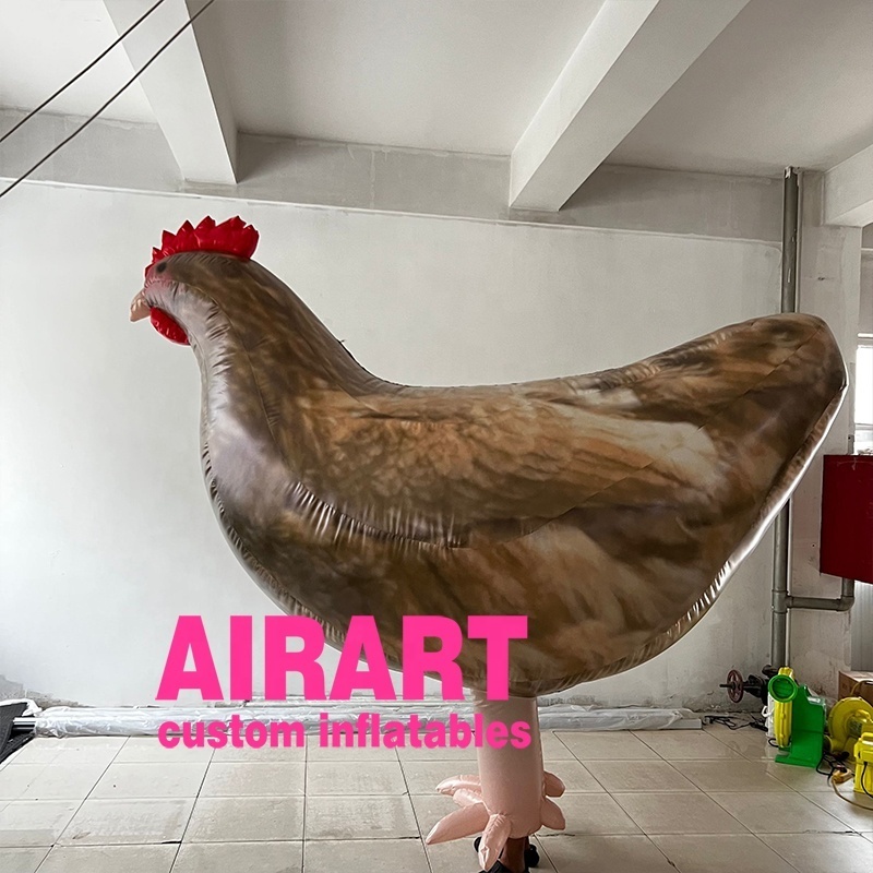 2.6m giant white inflatable rooster chicken costume, wearable walking adult giant inflatable rooster