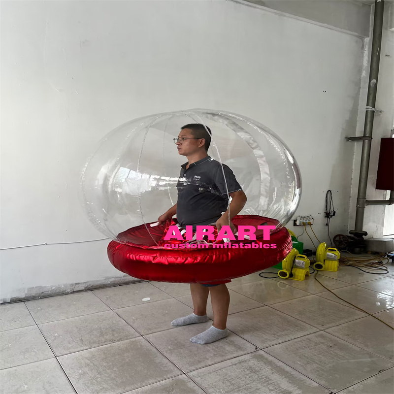 Christmas festival walking parade inflatable red snow globe costume,inflatable bubble suit