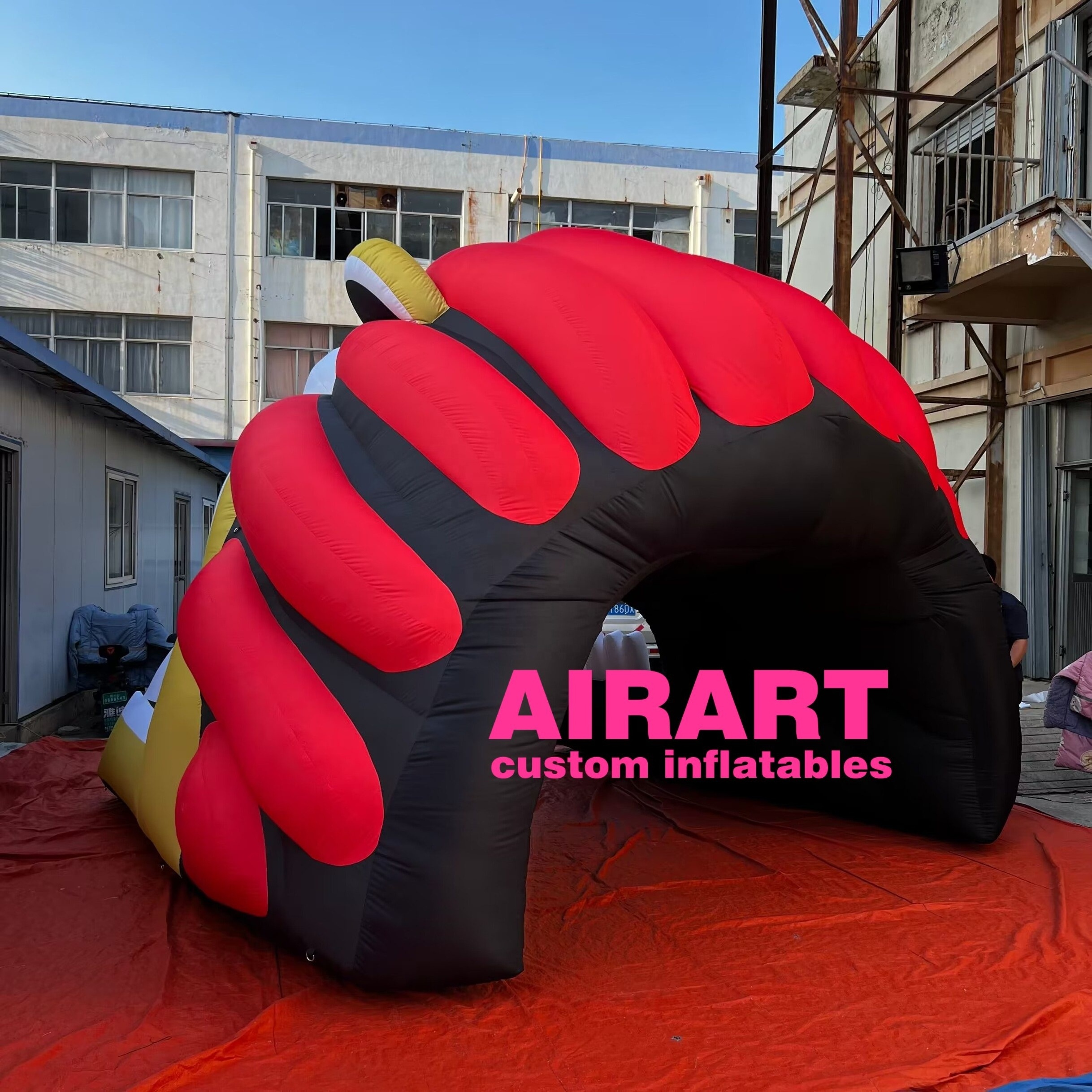 Mascot Tunnel Portable Inflatable Lion Tunnel For Sports Event Entrance