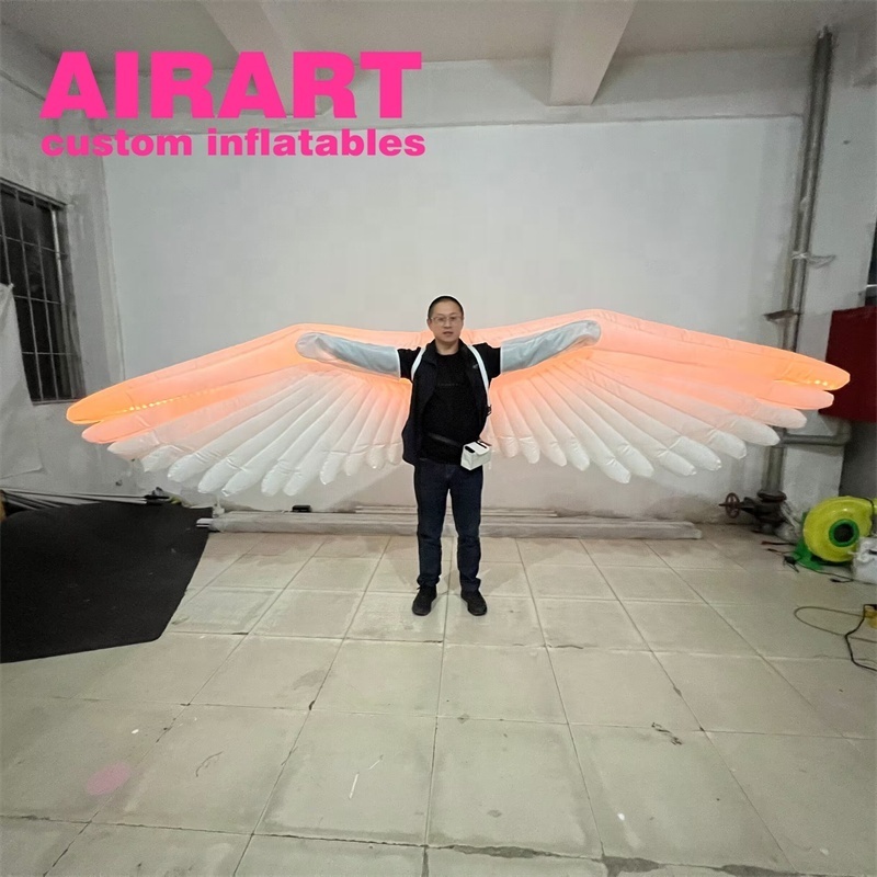 White Inflatable Angel Wings, Inflated Wings Costume, Walking Inflate Parade Costume