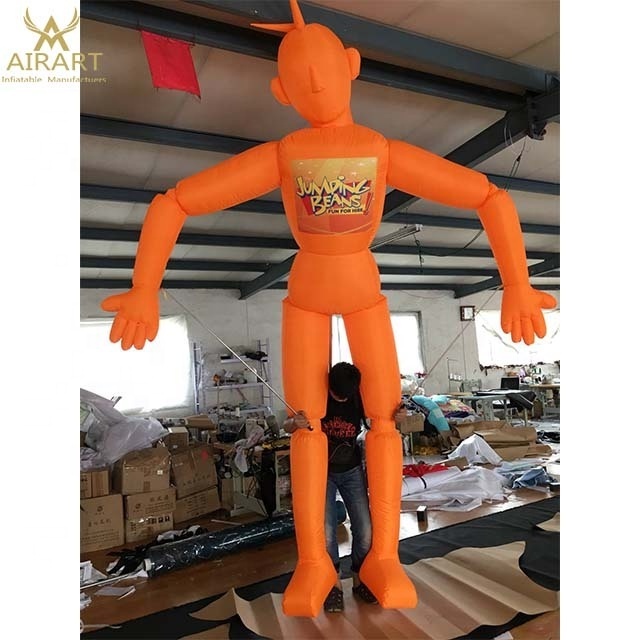 Orange inflatable puppet costumes, inflatable man puppet for parade activities