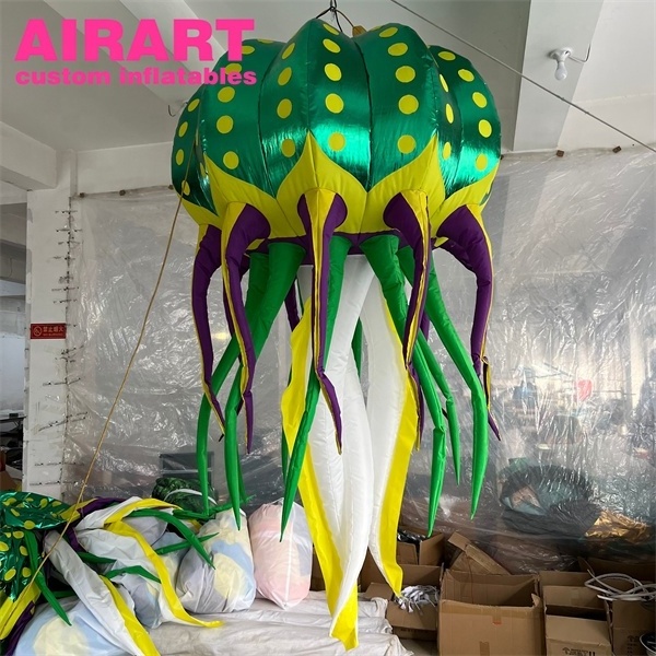 Green inflatable jellyfish, LED inflatable jellyfish balloon for party display