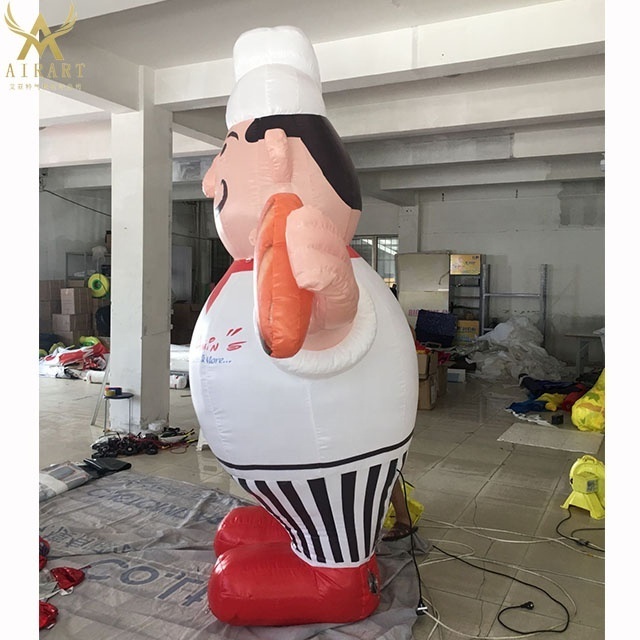 fast food shop openning event parade inflatable chief balloon with logo printing sign