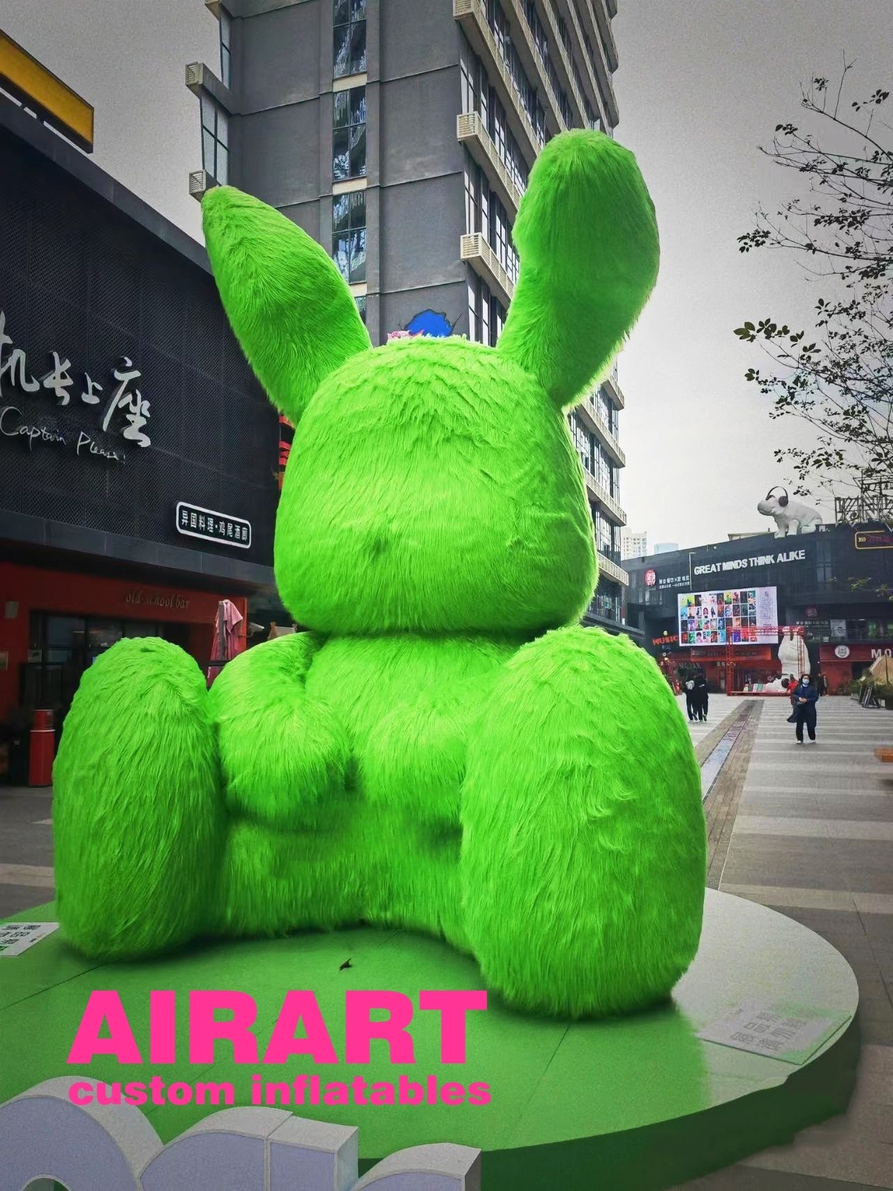 Green Plush Mascot Animal Rabbit Giant Inflatable Plush Bunny