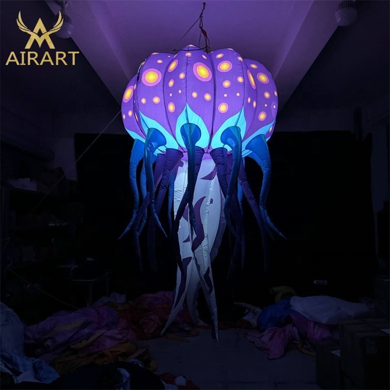 Suspend style inflatable purple jellyfish,LED lights inflatable jellyfish balloon decorations