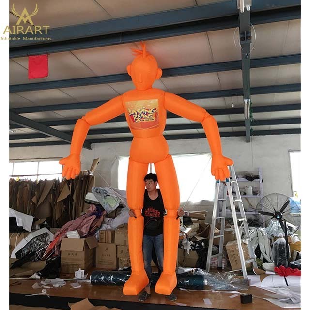 Orange inflatable puppet costumes, inflatable man puppet for parade activities