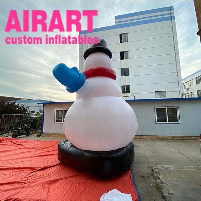 Big advertising inflatable winter Christmas snowman with broom balloon