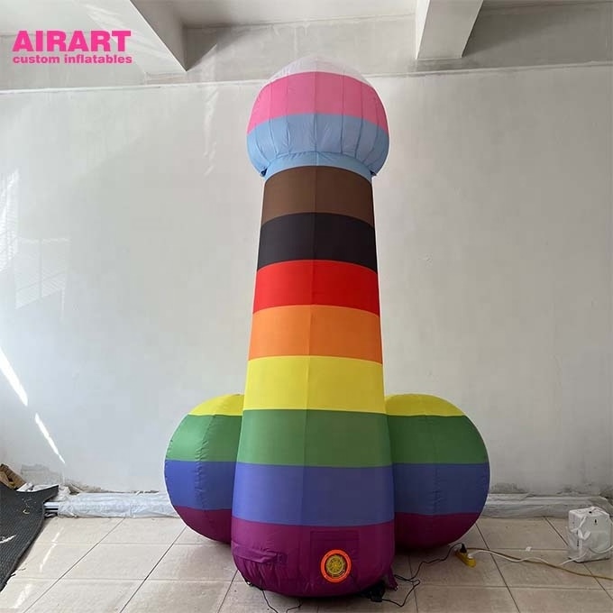 Rainbow giant inflatable penis for toy