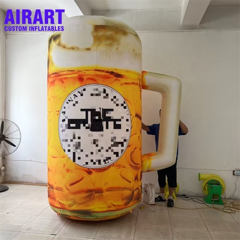 Giant outside beer festival decoration inflatable beer mug,printing logo inflatable beer bottle balloon