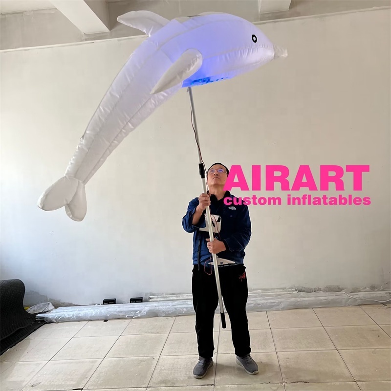 Customized Mascot Puppet, Led Lighting Inflatable Dolphin Puppet, Walking Inflatable Marine Animals Puppet