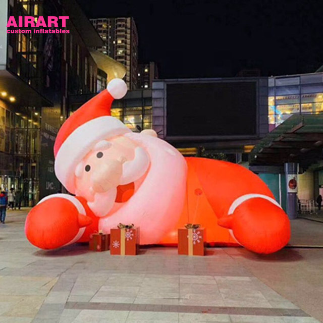 4m giant lying inflatable Father Christmas Santa Claus with Chair for Christmas decorations