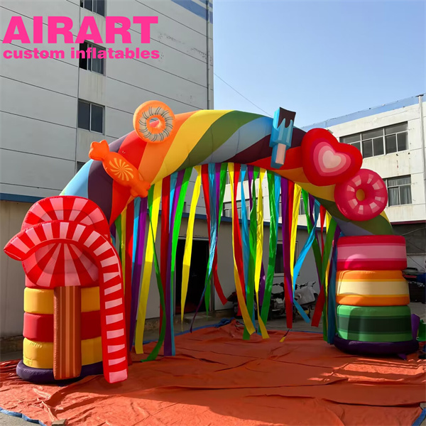 Outdoor Decoration Inflatable Rainbow Arch, Christmas Inflatable candy arch for kids