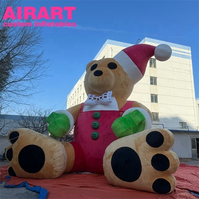 Giant inflatable brown plush bear, party decoration inflatable Santa bear for event