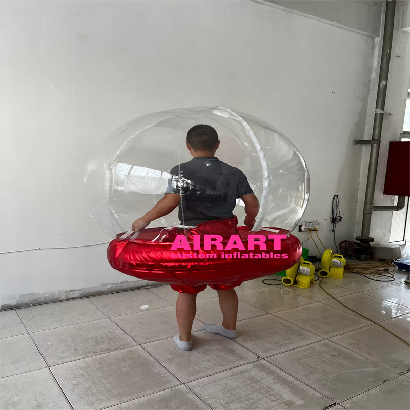 Christmas festival walking parade inflatable red snow globe costume,inflatable bubble suit