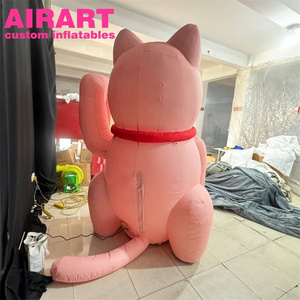 Customized size cartoon inflatable pink cat,inflatable fortune cat balloon for advertising