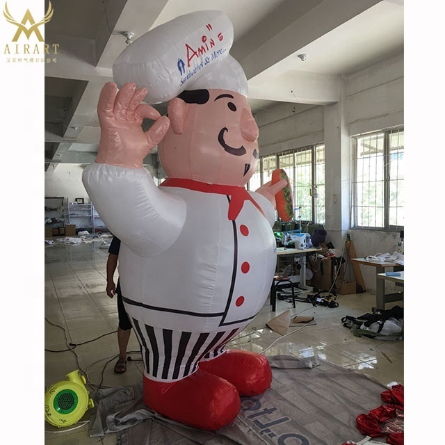 fast food shop openning event parade inflatable chief balloon with logo printing sign