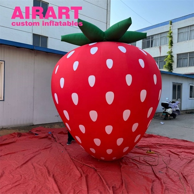 Advertising decorative inflatable fruit model customized, red inflatable strawberry for sale