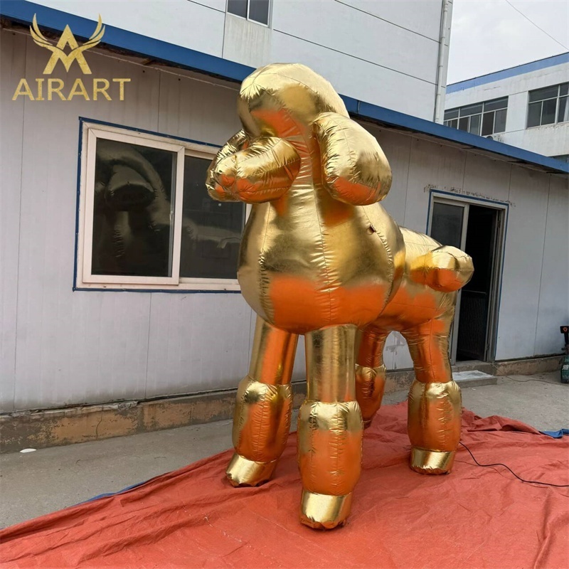 Stand shape inflatable golden dog,inflatable poodle dog animal mascot balloon