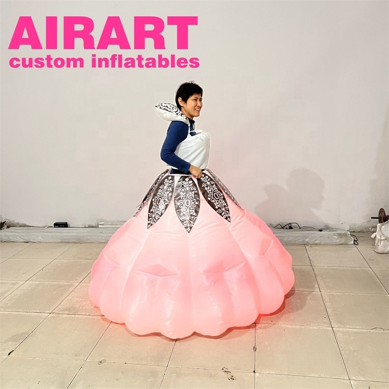 Oxford Cloth Princess Dress Light Up Inflatable Girl Skirt Costume