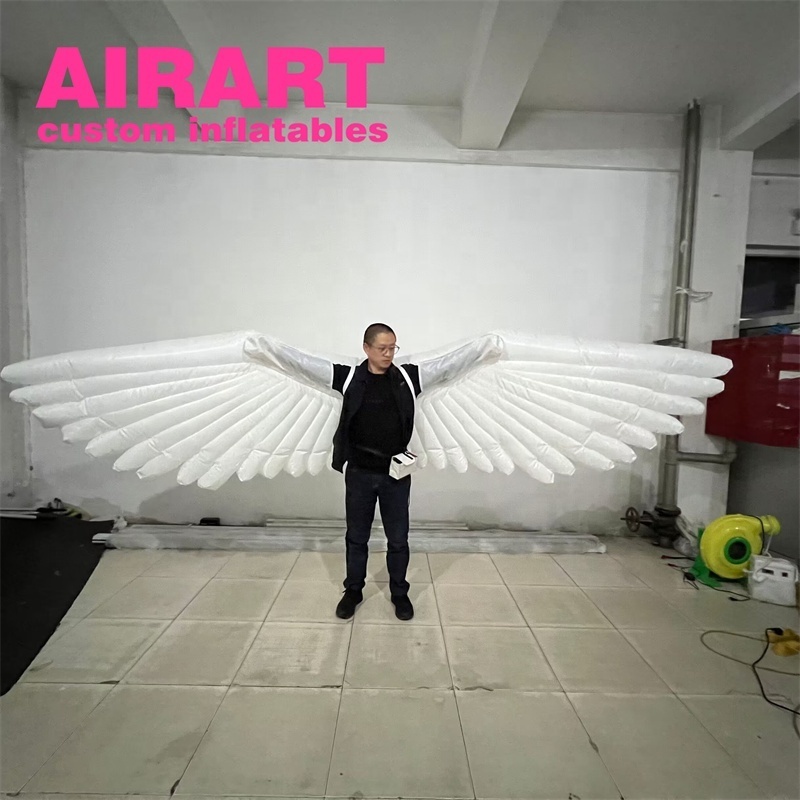 White Inflatable Angel Wings, Inflated Wings Costume, Walking Inflate Parade Costume