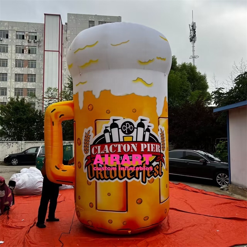 Giant outside beer festival decoration inflatable beer mug,printing logo inflatable beer bottle balloon