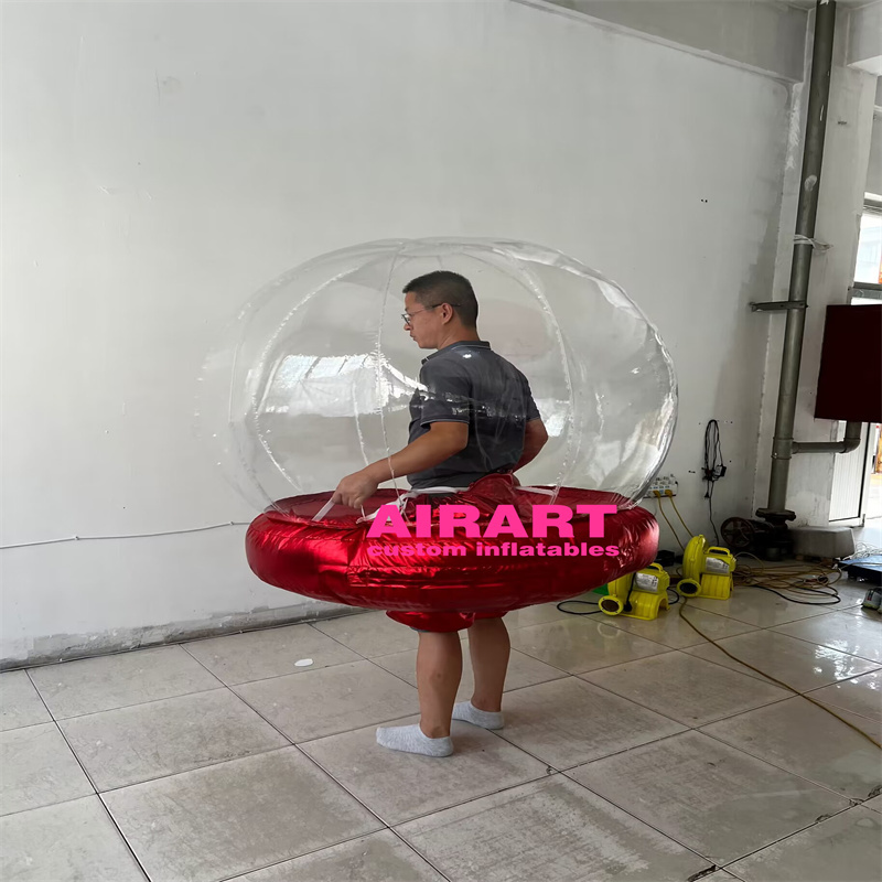 Christmas festival walking parade inflatable red snow globe costume,inflatable bubble suit